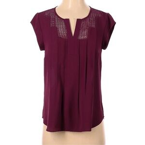 Daniel Rainn Wilken Lace Plum Cap Sleeve Blouse